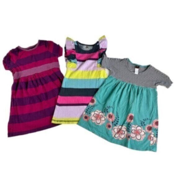Tea Collection | Kid's Bundle Stripe Floral Ruffle Sleeve 3 Piece Dress Size 3T - Picture 1 of 16